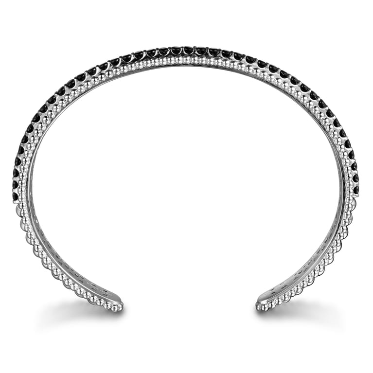 925 Sterling Silver Black Spinel Bujukan Bead Cuff Bracelet - Shot 3