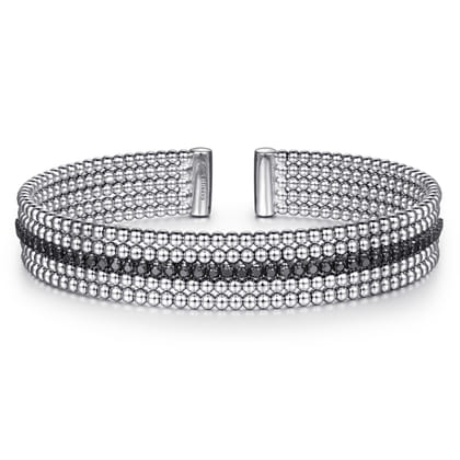 925 Sterling Silver Black Spinel Bujukan Cuff Bracelet