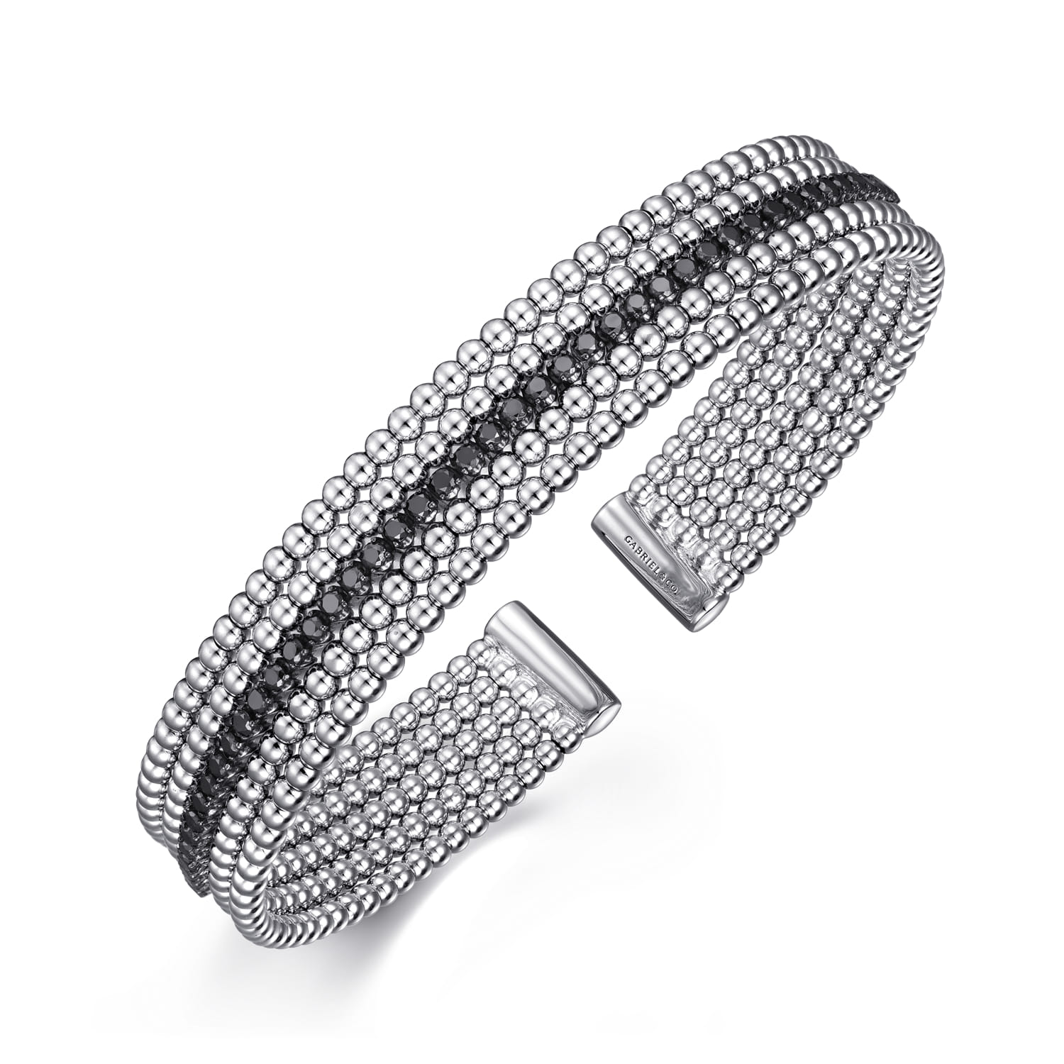 925 Sterling Silver Black Spinel Bujukan Cuff Bracelet - Shot 2