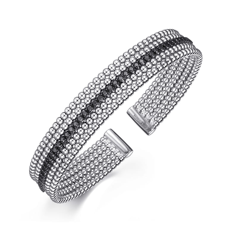 925 Sterling Silver Black Spinel Bujukan Cuff Bracelet - Shot 2
