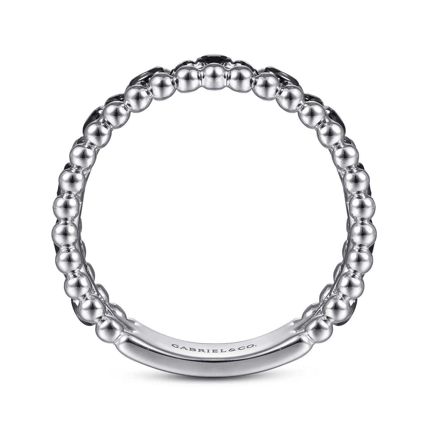 925 Sterling Silver Black Spinel Bujukan Easy Stackable Ladies Ring - Shot 2