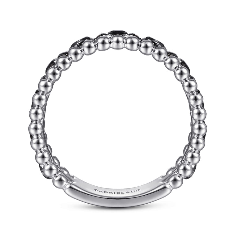 925 Sterling Silver Black Spinel Bujukan Easy Stackable Ladies Ring - Shot 2