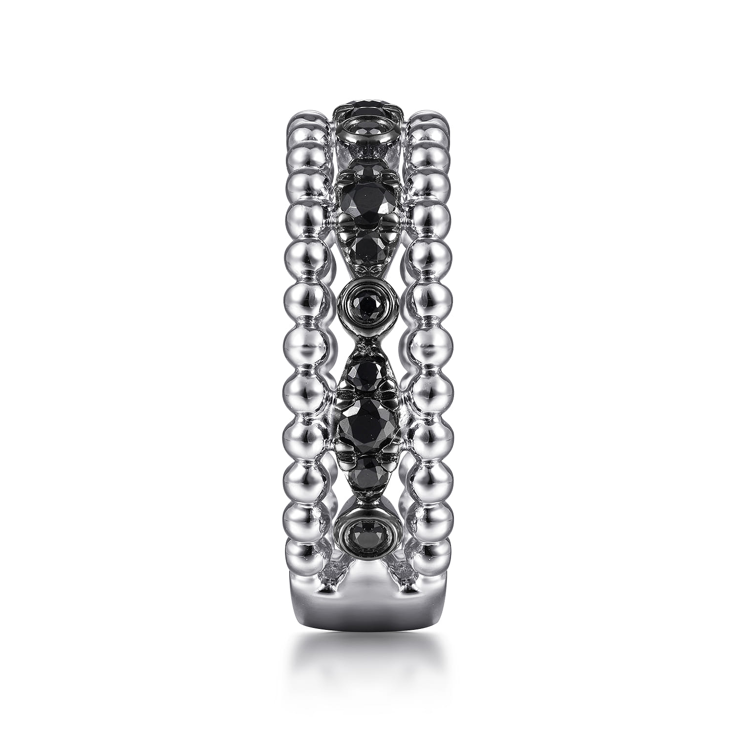 925 Sterling Silver Black Spinel Bujukan Easy Stackable Ladies Ring - Shot 4