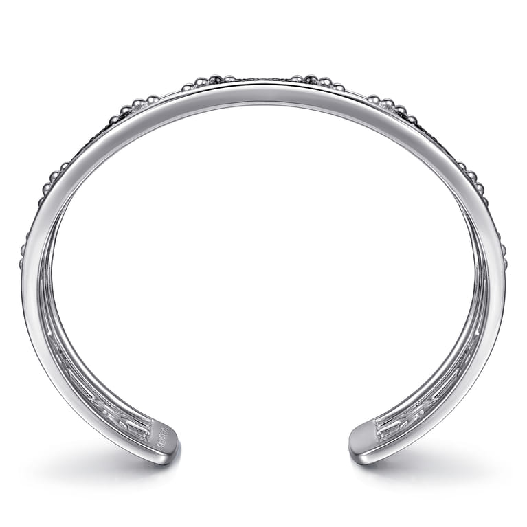 925 Sterling Silver Black Spinel Bujukan Link Chain Cuff Bracelet - Shot 3