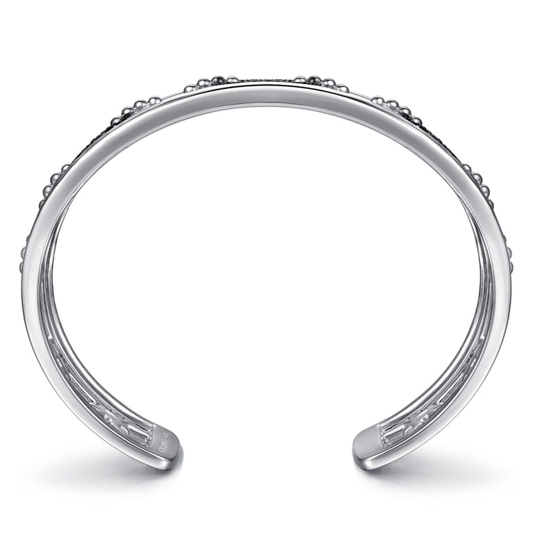 925 Sterling Silver Black Spinel Bujukan Link Chain Cuff Bracelet - Shot 3