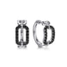 925 Sterling Silver Black Spinel Bujukan Link Chain Earrings with Screw Back