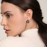 925 Sterling Silver Black Spinel Bujukan Link Chain Earrings with Screw Back