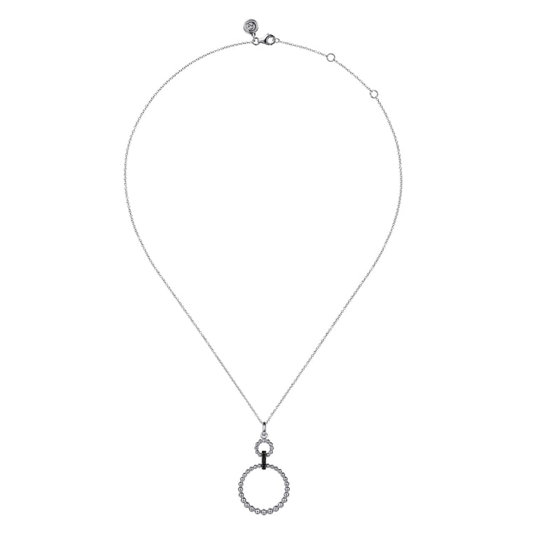 925 Sterling Silver Black Spinel Bujukan Link Drop Necklace - Shot 2