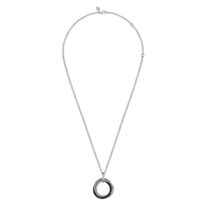 925 Sterling Silver Black Spinel Bujukan Link Pendant Necklace