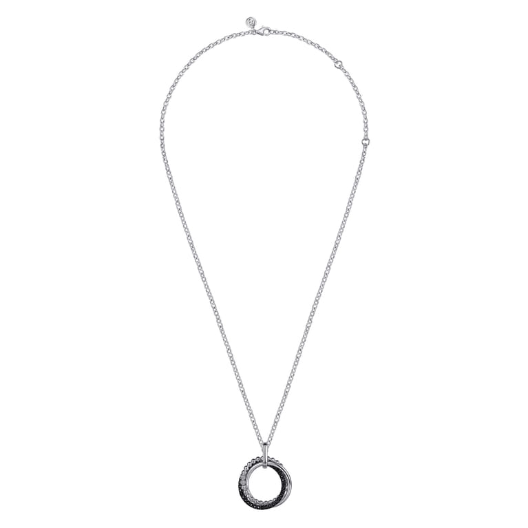 925 Sterling Silver Black Spinel Bujukan Link Pendant Necklace - Shot 2