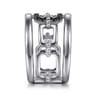 925 Sterling Silver Black Spinel Bujukan Wide Link Chain Band Ladies Ring