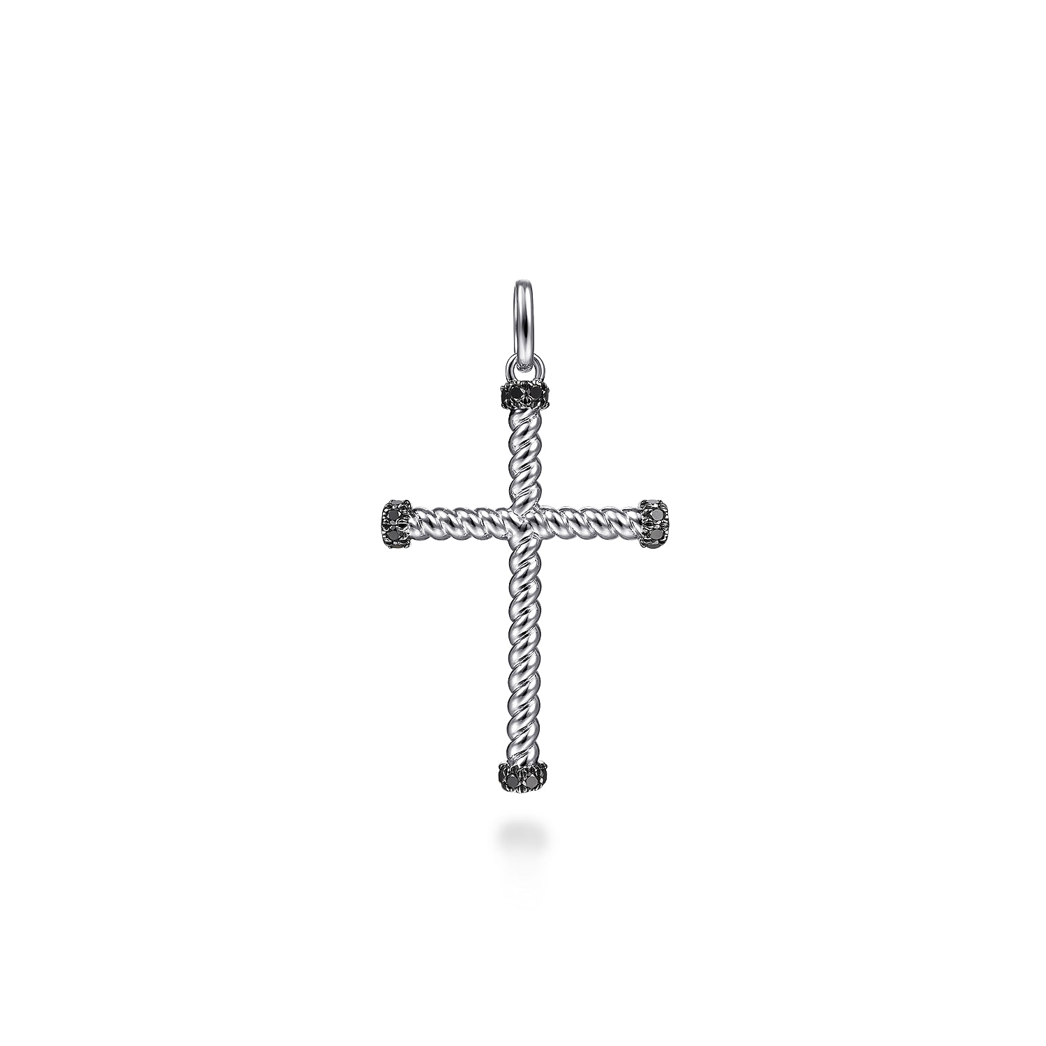 925 Sterling Silver Black Spinel Cross Pendant