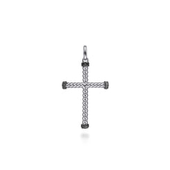 925 Sterling Silver Black Spinel Cross Pendant