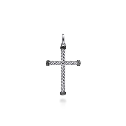 925 Sterling Silver Black Spinel Cross Pendant