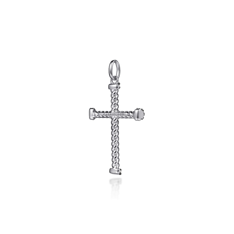 925 Sterling Silver Black Spinel Cross Pendant - Shot 2