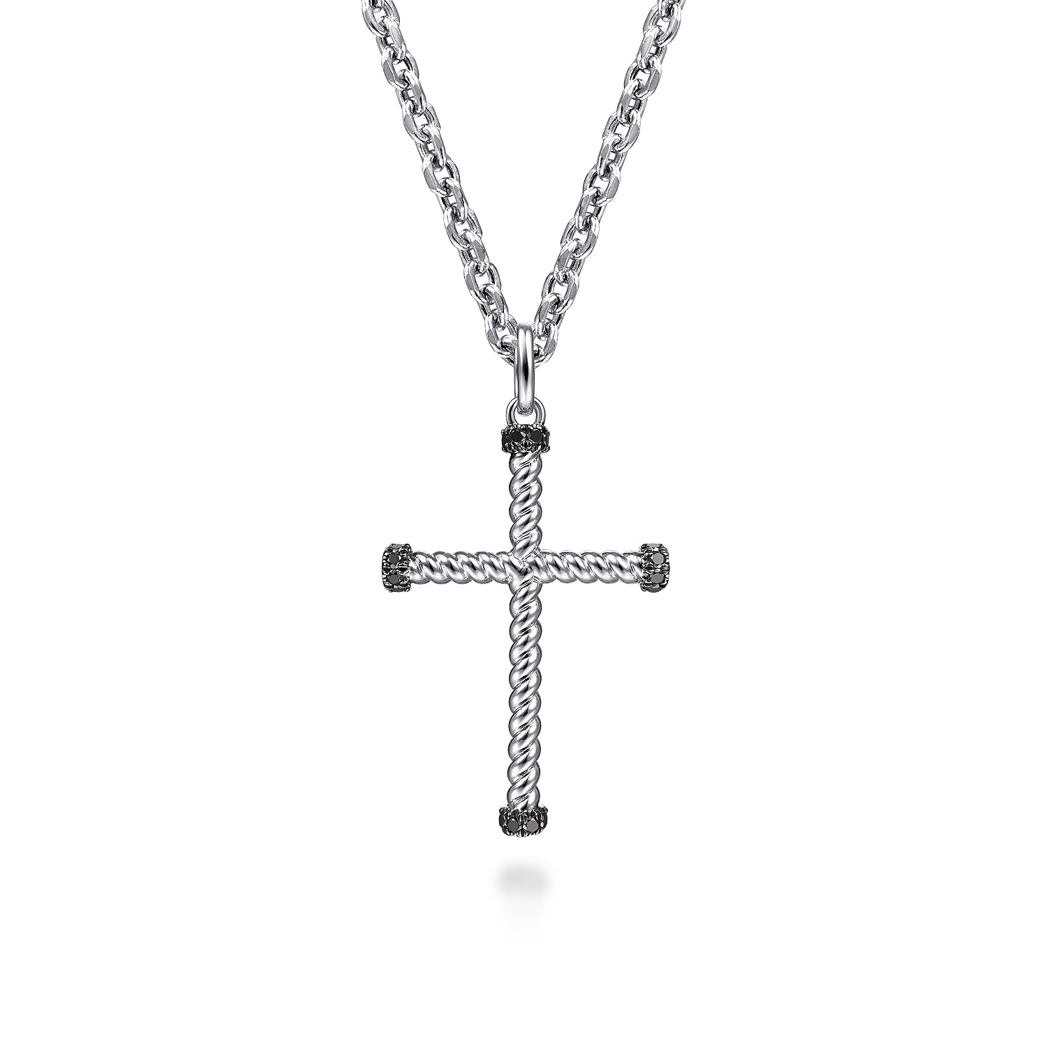 925 Sterling Silver Black Spinel Cross Pendant