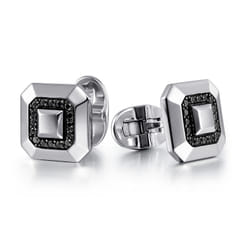 925 Sterling Silver Black Spinel Cufflinks