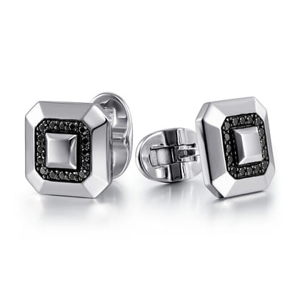 925 Sterling Silver Black Spinel Cufflinks