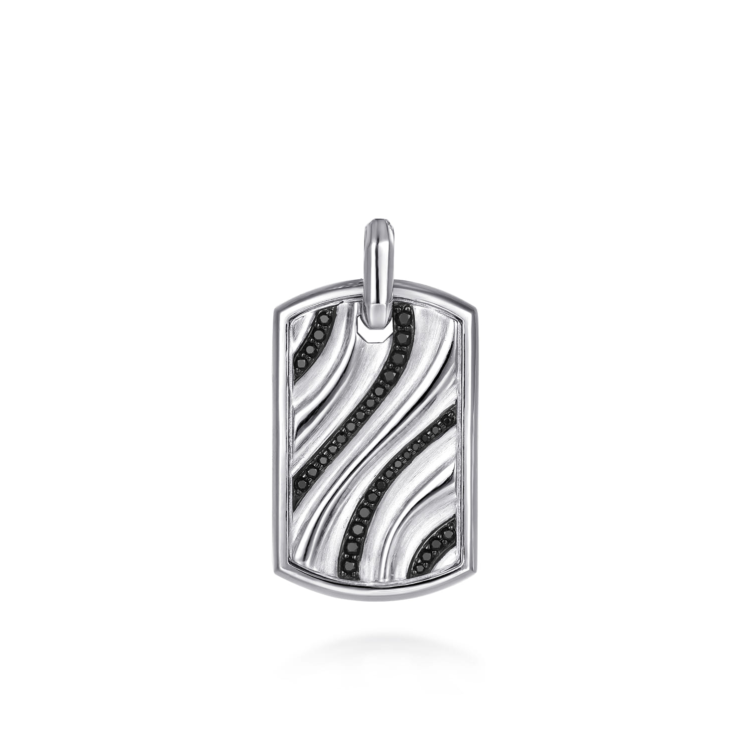 925 Sterling Silver Black Spinel Dog Tag Pendant - Shot 1