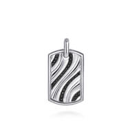 925 Sterling Silver Black Spinel Dog Tag Pendant