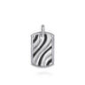 925 Sterling Silver Black Spinel Dog Tag Pendant