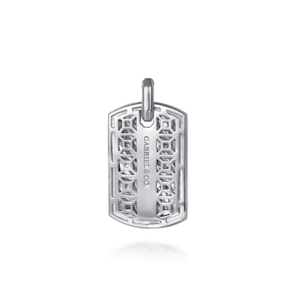925 Sterling Silver Black Spinel Dog Tag Pendant
