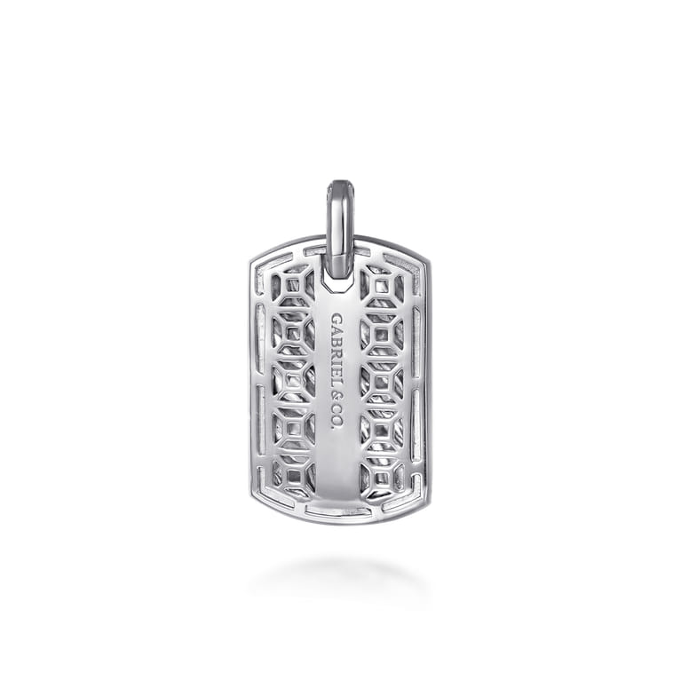 925 Sterling Silver Black Spinel Dog Tag Pendant - Shot 2