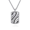 925 Sterling Silver Black Spinel Dog Tag Pendant