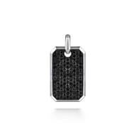 925 Sterling Silver Black Spinel Dog Tag Pendant
