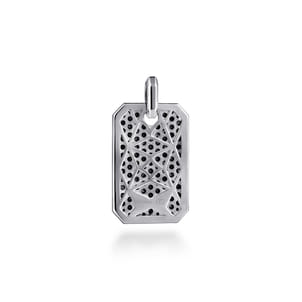 925 Sterling Silver Black Spinel Dog Tag Pendant
