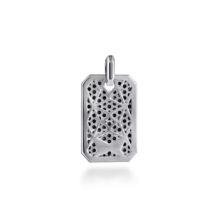 925 Sterling Silver Black Spinel Dog Tag Pendant - Shot 2