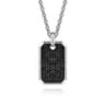 925 Sterling Silver Black Spinel Dog Tag Pendant