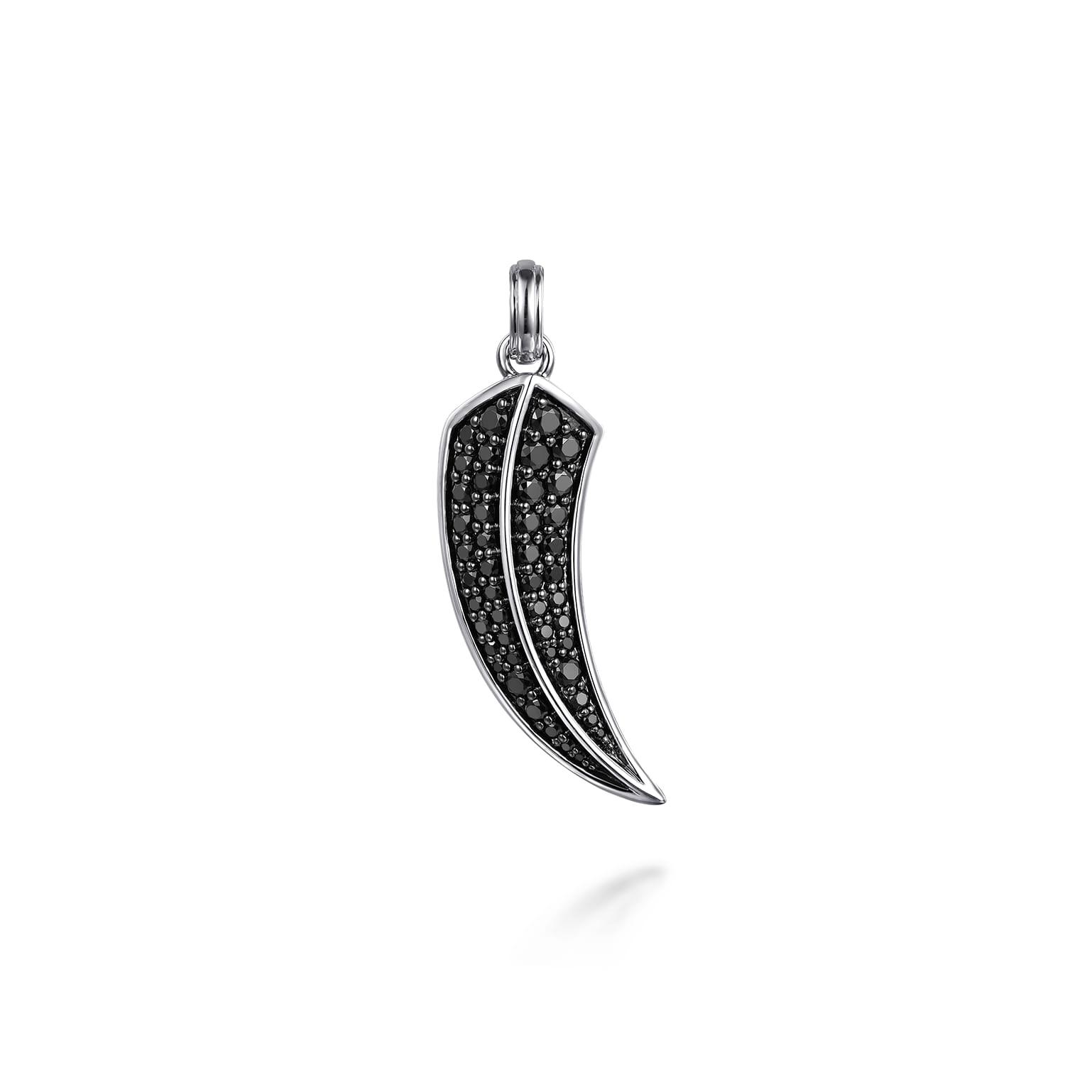 925 Sterling Silver Black Spinel Horn Pendant - Shot 1