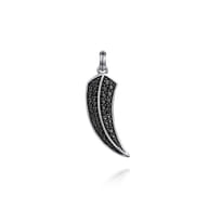 925 Sterling Silver Black Spinel Horn Pendant