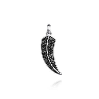 925 Sterling Silver Black Spinel Horn Pendant