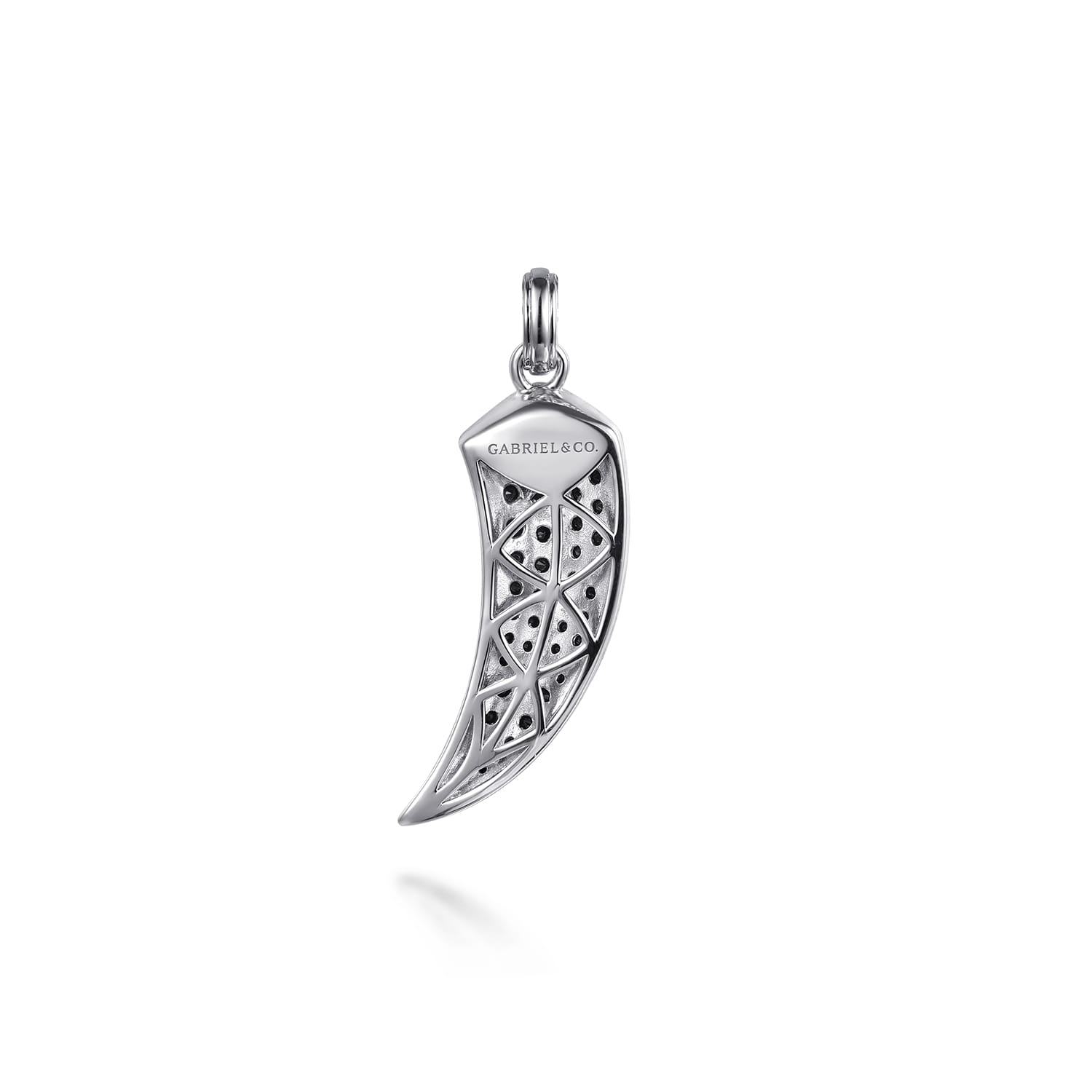 925 Sterling Silver Black Spinel Horn Pendant - Shot 2