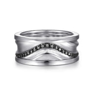 925 Sterling Silver Black Spinel Men's Fashion Ring