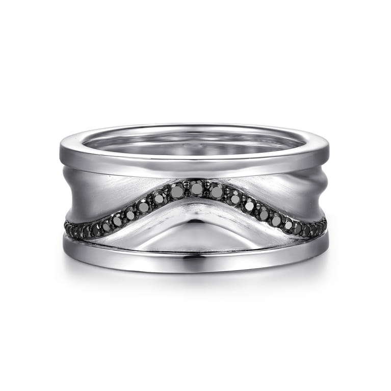 925 Sterling Silver Black Spinel Men's Fashion Ring - Shot 1
