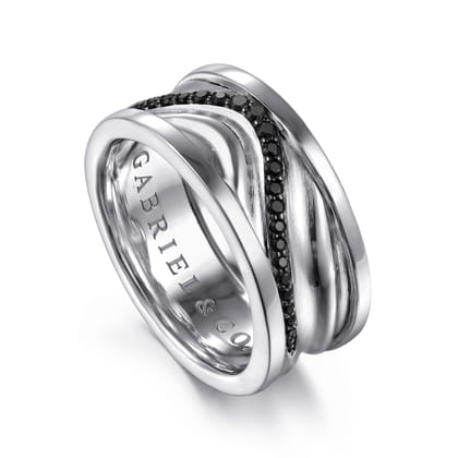 925 Sterling Silver Black Spinel Men's Fashion Ring
