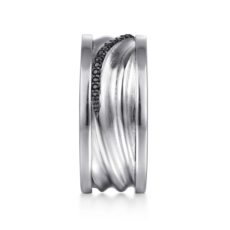 925 Sterling Silver Black Spinel Men's Fashion Ring - Shot 4