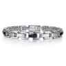 925 Sterling Silver Black Spinel Mens Cylindrical Link Chain Bracelet