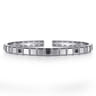 925 Sterling Silver Black Spinel Open Cuff Angular Cuts Square Bangle