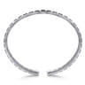 925 Sterling Silver Black Spinel Open Cuff Angular Cuts Square Bangle