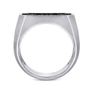 925 Sterling Silver Black Spinel Pave Men's Ring in High Polish Finish
