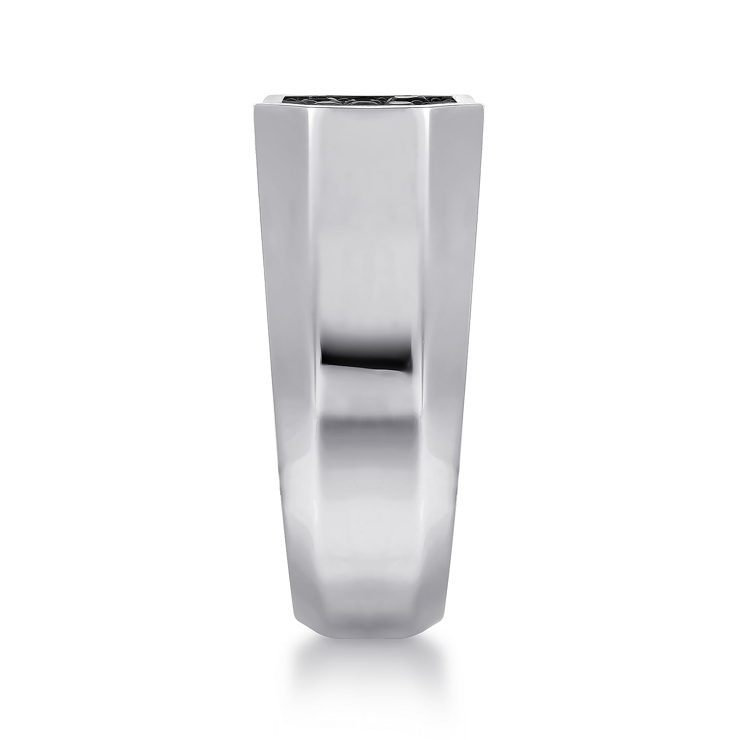 925 Sterling Silver Black Spinel Pave Men's Ring in High Polish Finish