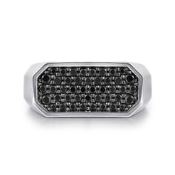 925 Sterling Silver Black Spinel Pave Men's Ring