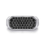 925 Sterling Silver Black Spinel Pave Men's Ring