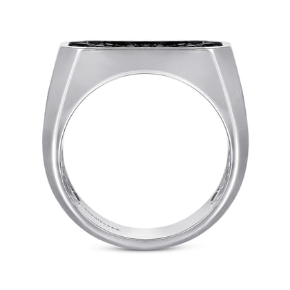 925 Sterling Silver Black Spinel Pave Men's Ring
