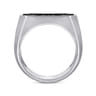 925 Sterling Silver Black Spinel Pave Men's Ring