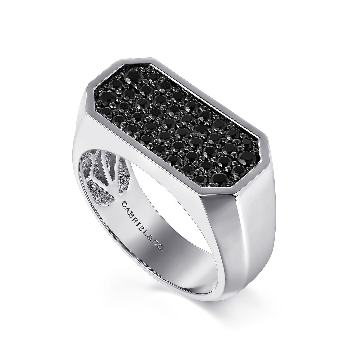 925 Sterling Silver Black Spinel Pave Men's Ring - Shot 3